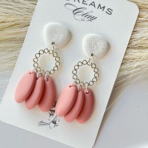 Pink Dangle Circle Earrings